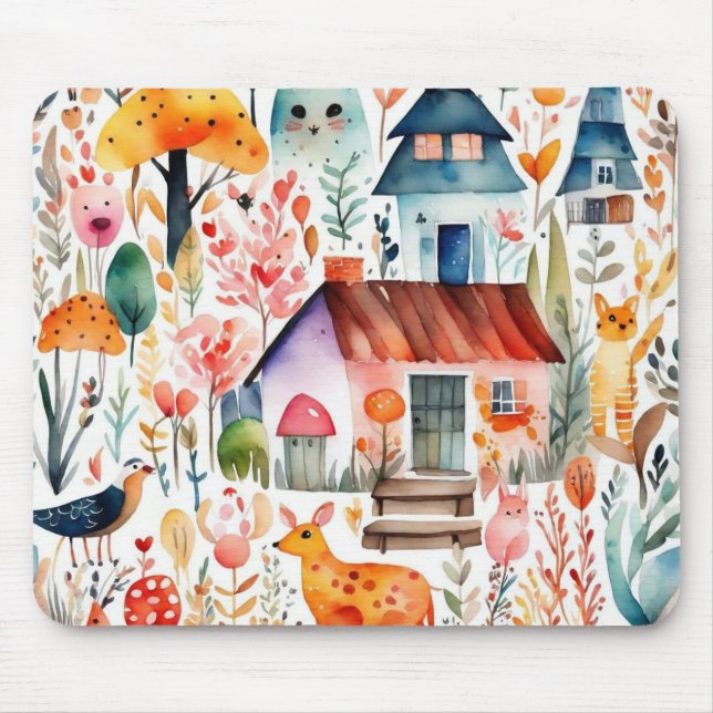 Hütte Blumenhaine Mousepad (Vorne)
