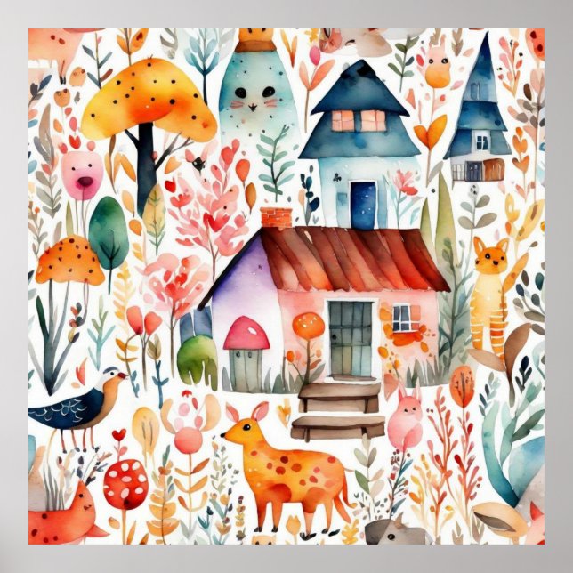 Hütte Blumenhaine Poster (Vorne)