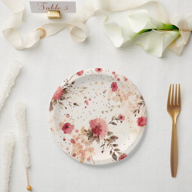 Hütte Blumenpapier Party Teller (Hochzeit)