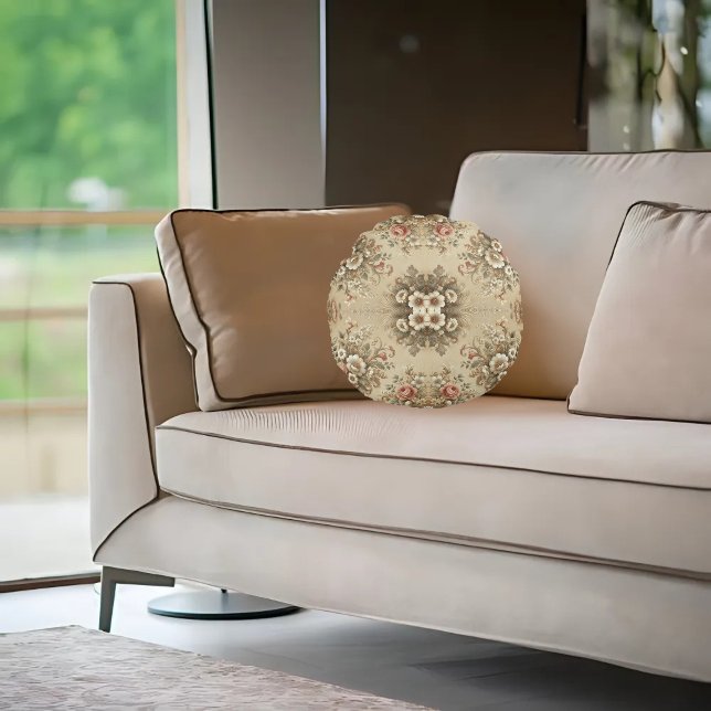 Hütte Blumenüberlieferungen Rundes Kissen (Von Creator hochgeladen)