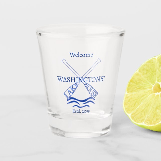 Hütte Cabin Lake House Trinkbehälter Schnapsglas (Vorderseite)