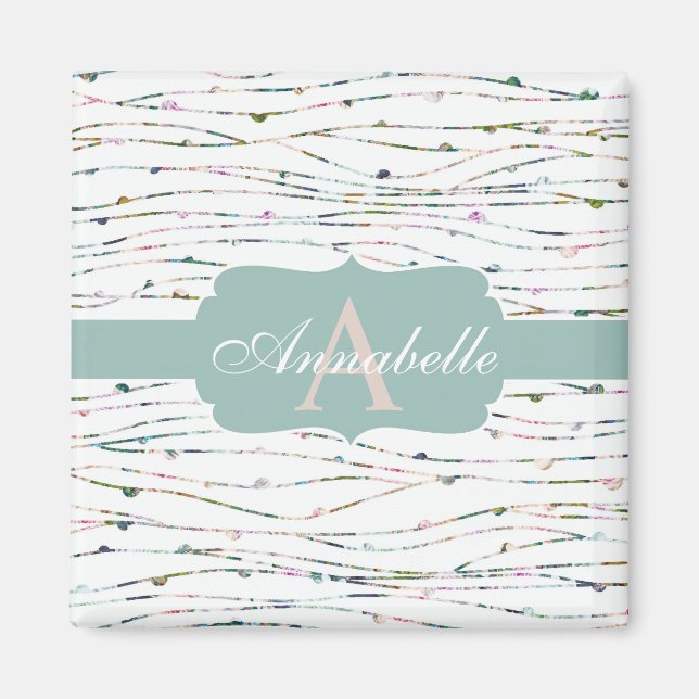 Hütte-Chic-Monogramm für Pfirsich und Minuszweige Magnet (Vorne)