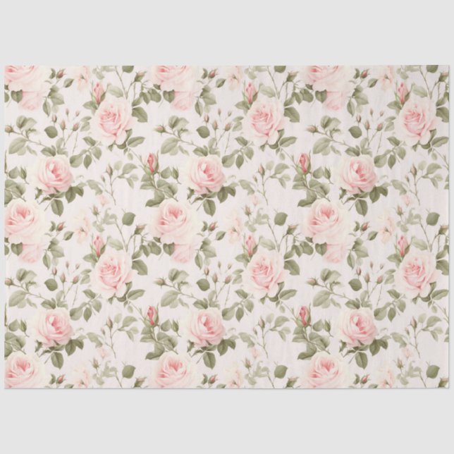 Hütte Chic Rose Serie Design 1 Seidenpapier (Vorderseite)