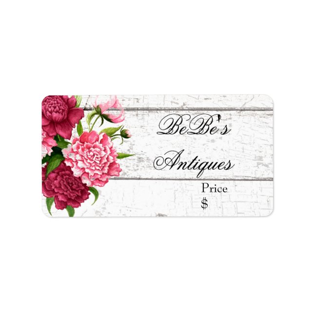 Hütte Chic Rustic Wood and Peonies Business Adressaufkleber (Vorne)