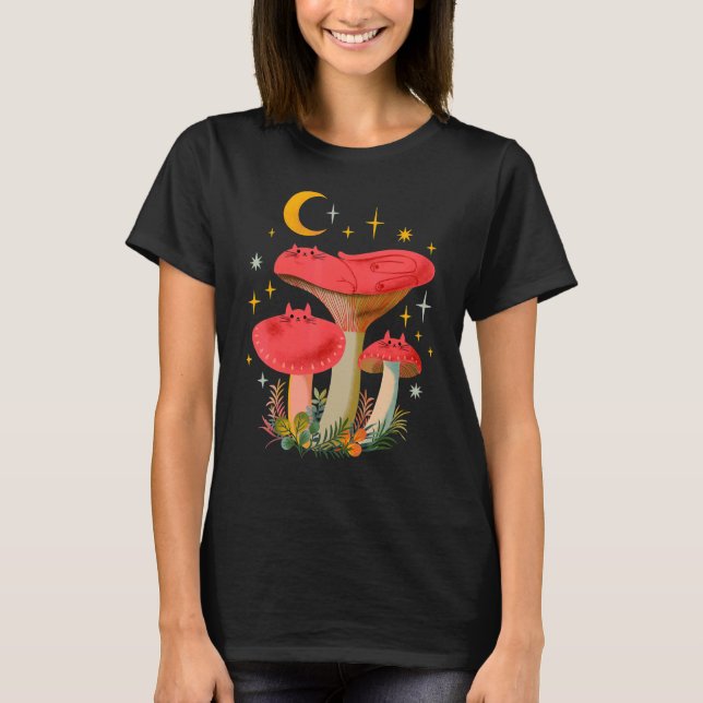Hütte Core Ästhetik Psychedelic Mushroom Witchy T-Shirt (Vorderseite)
