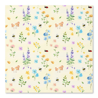 Hütte Core Floral Mushroom Bee Ladybug Gelb Tapete