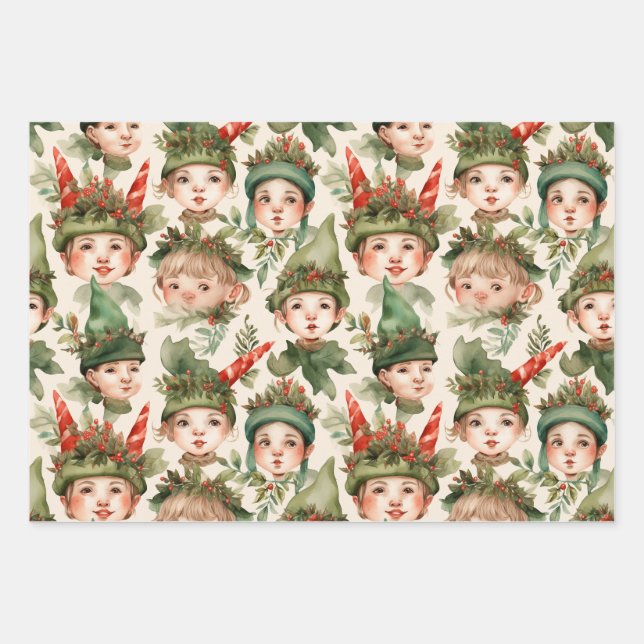 Hütte Core Weihnachtselfen Umschlagpapier Geschenkpapier Set (Vorderseite)