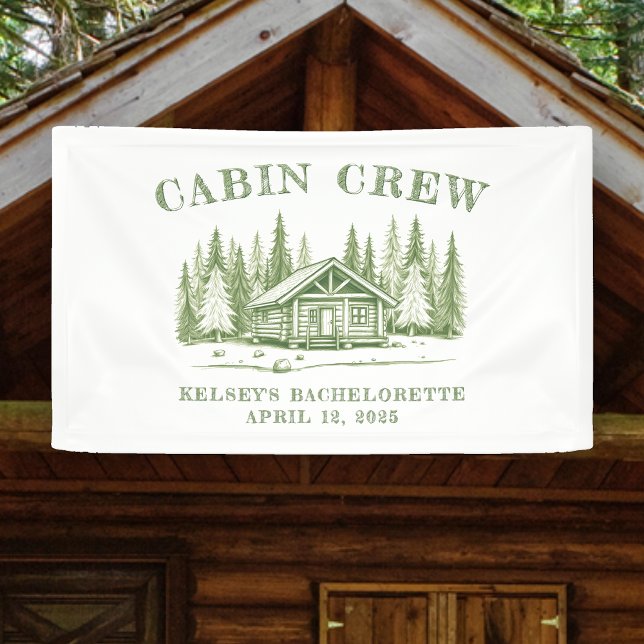 Hütte Crew Green Camp Junggeselinnen-Abschied Banner (Cabin Crew Green Camp Bachelorette Party Banner
)