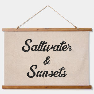 Hütte-Dekoration von Salzwasser und Sunset Beach Z Wandteppich Mit Holzrahmen