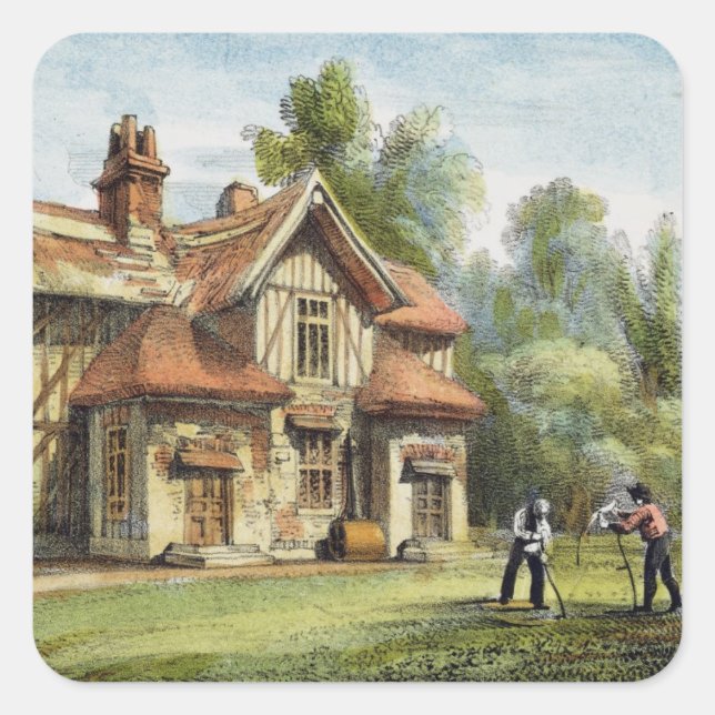 Hütte der Königin, Richmond Gardens, Platte 17 von Quadratischer Aufkleber (Vorderseite)