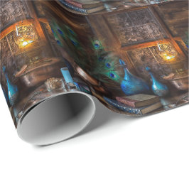 Hütte durch Lampenlicht rustikale Winterszene brau Geschenkpapier