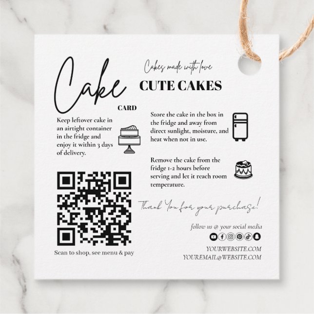 Hütte Food Label QR Code Cake Card Tag (Rückseite)