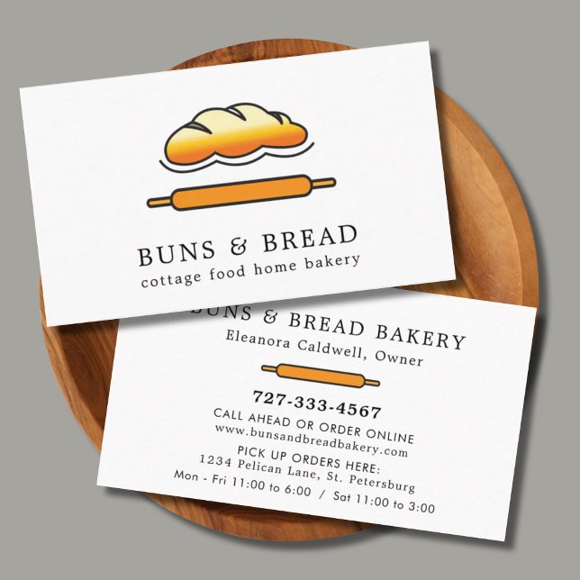 Hütte Food Zuhause Bakery Brot Logo Visitenkarte (Cottage Food Home Bakery Bread Logo Business Card)