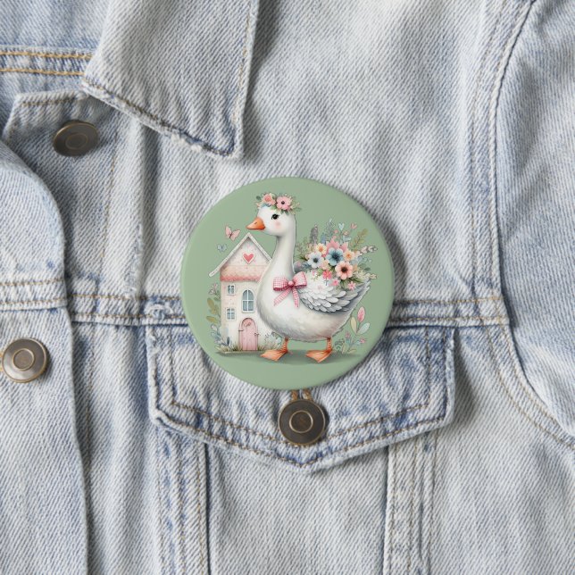 Hütte Gänse Blumenhausszene Button (Beispiel)