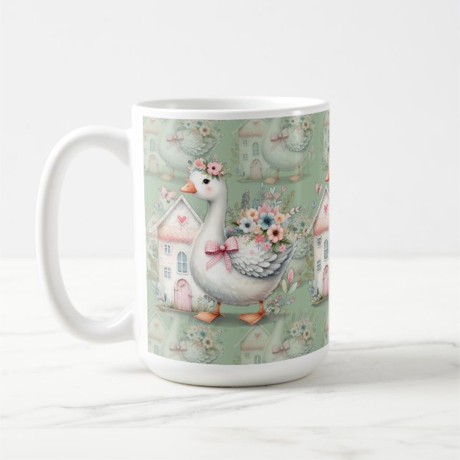 Hütte Gänse Blumenhausszene Kaffeetasse (Links)