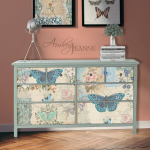 Hütte Garden Floral Butterfly Script Decoupage Seidenpapier