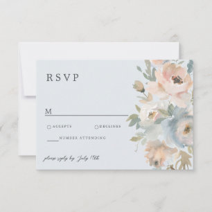 Hütte Garden Pastel Blue Peach Coral RSVP Karte
