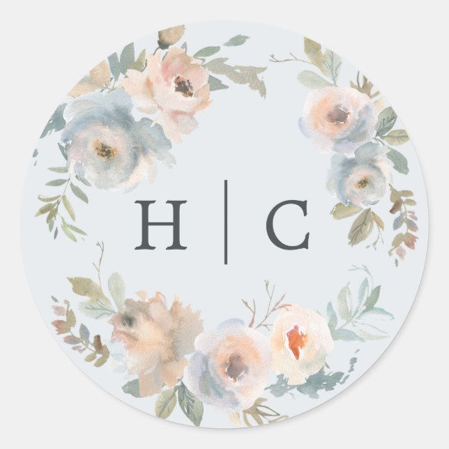 Hütte Garden Pastel Blue Peach Coral Runder Aufkleber (Vorderseite)