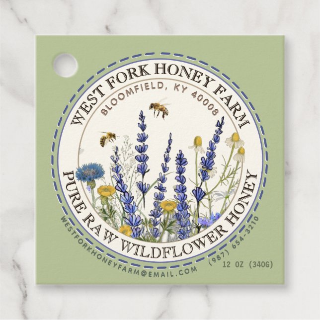 Hütte Garden Wild Meadow Honey mit Honigbienen Geschenkanhänger (Vorderseite)