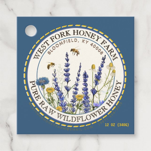 Hütte Garden Wild Meadow Honeybees Blue Geschenkanhänger (Vorderseite)