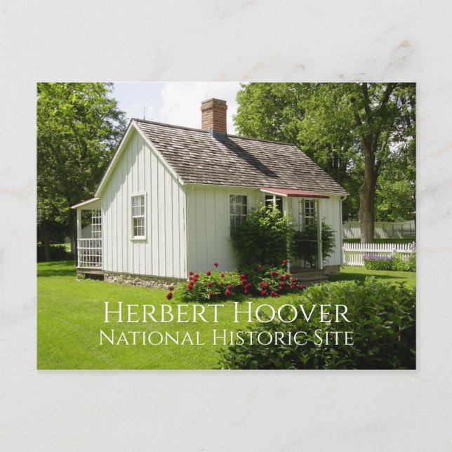 Hütte, Garten, Herbert Hoover Birthplace, Iowa Postkarte (Vorderseite)