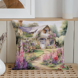 Hütte Gartenanlage Wasserfarben Kissen