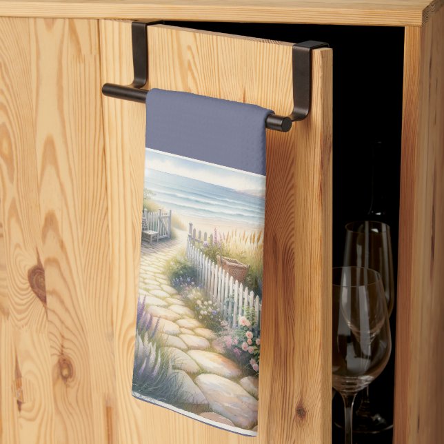 Hütte Gartenweg zum Meer Geschirrtuch (Drittel gefaltet)