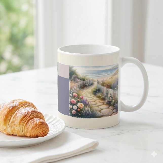 Hütte Gartenweg zum Meer Kaffeetasse (Cottage Garden Path to the Sea Coffee Mug)
