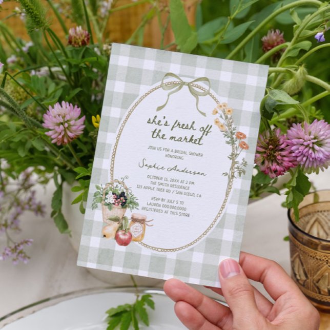 Hütte Green Gingham vom Markt Brautparty Einladung (Von Creator hochgeladen)