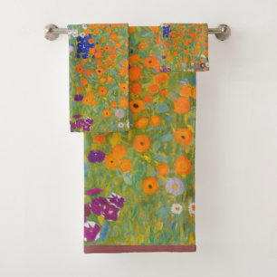 Hütte Gustav Klimt Blumengarten Badhandtuch Set