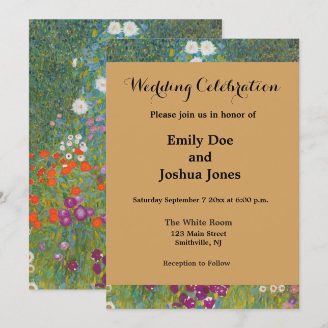 Hütte Gustav Klimt Blumengarten Einladung (Vorne/Hinten)