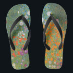 Hütte Gustav Klimt Blumengarten Flip Flops<br><div class="desc">Ein wunderschönes Gartenbild - das ist ein klassisches Gemälde von Gustav Klimt,  genannt Hütte Garden,  oder Bauergarten,  1907,  das ein nahes Bild eines Blumengartens,  ein buntes Blumengemälde ist.</div>