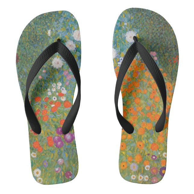Hütte Gustav Klimt Blumengarten Flip Flops (Fußbett)