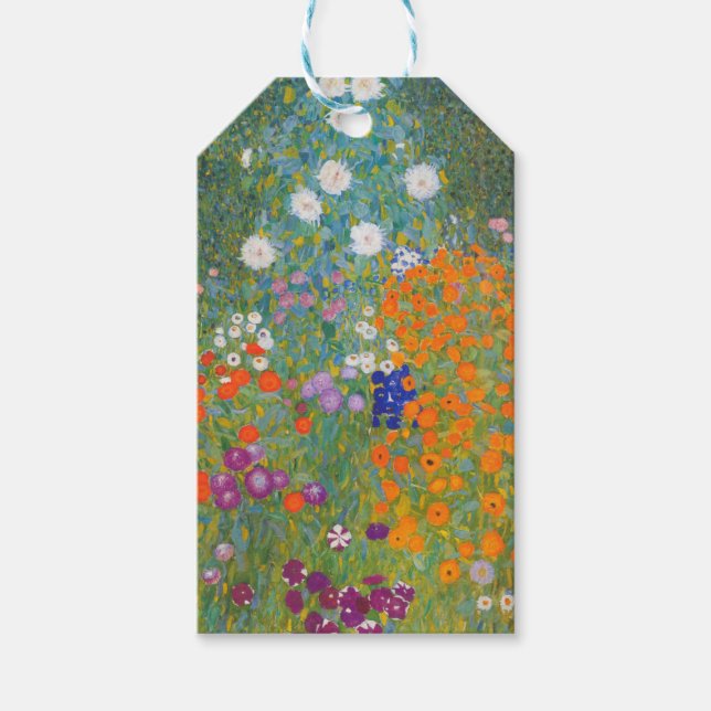 Hütte Gustav Klimt Blumengarten Geschenkanhänger (Vorderseite)