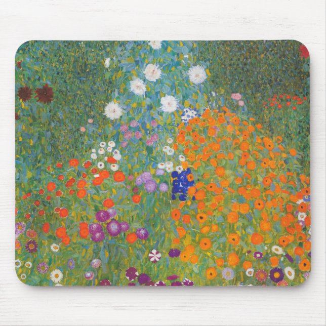 Hütte Gustav Klimt Blumengarten Mousepad (Vorne)
