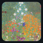 Hütte Gustav Klimt Blumengarten Quadratischer Aufkleber<br><div class="desc">Ein wunderschönes Gartenbild - das ist ein klassisches Gemälde von Gustav Klimt,  genannt Hütte Garden,  oder Bauergarten,  1907,  das ein nahes Bild eines Blumengartens,  ein buntes Blumengemälde ist.</div>