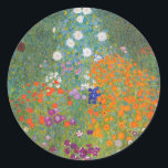 Hütte Gustav Klimt Blumengarten Runder Aufkleber<br><div class="desc">Ein wunderschönes Gartenbild - das ist ein klassisches Gemälde von Gustav Klimt,  genannt Hütte Garden,  oder Bauergarten,  1907,  das ein nahes Bild eines Blumengartens,  ein buntes Blumengemälde ist.</div>