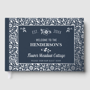 Hütte House Custom Vacation Miete Silver Floral Gästebuch