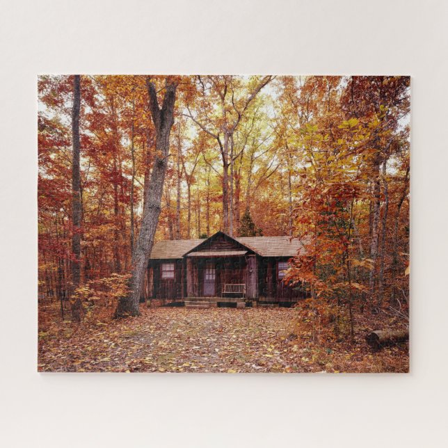 Hütte im Fall Farbige Wälder Puzzle (Horizontal)