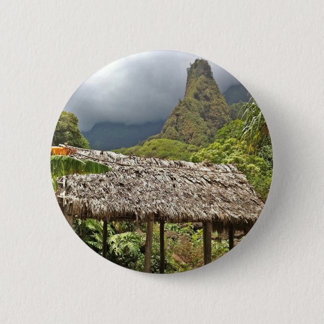 Hütte im Iao Tal-Staats-Park, Maui, Hawaii Button (Vorderseite)