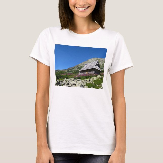 Hütte im Tal der fünf Teiche, T - Shirt Tatra (Vorderseite)