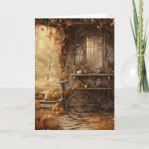 Hütte im Wald im Herbst - Hallo gefaltet Karte