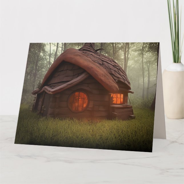 HÜTTE IM WALD KUNST DENKEN AN SIE KARTEN (Vorderseite)