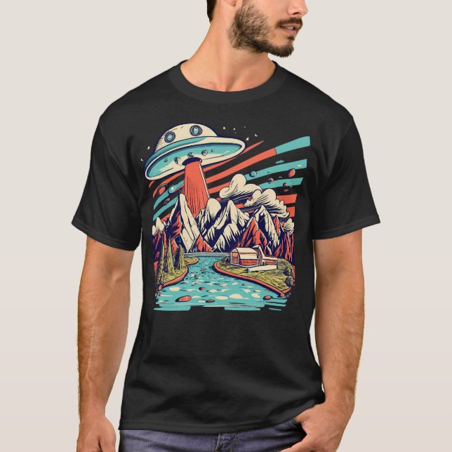 Hütte im Wald - mit Ufo T-Shirt (Vorderseite)