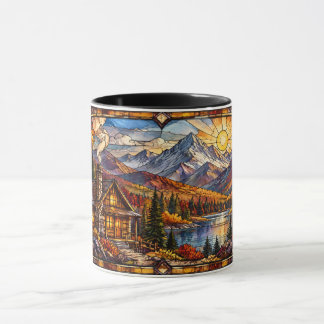 Hütte in herbstlicher Berglandschaft Tasse