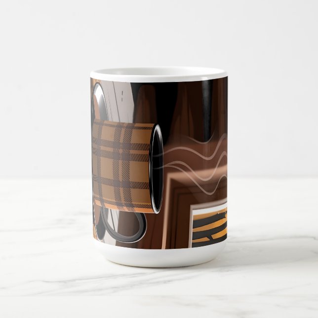 Hütte Karierter Kaffee Herbstwald Rustikale Zuhaus Kaffeetasse (Mittel)