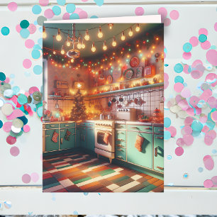 Hütte Kitsch Holiday Retro Küche Weihnachten Karte