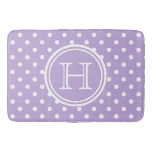 Hütte Lavendel und White Polka Dot Monogramm Badematte