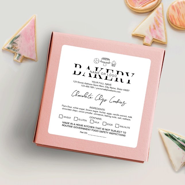 Hütte Law Label Zuhause Bäckerei Minimalistisch Au Quadratischer Aufkleber (Von Creator hochgeladen)