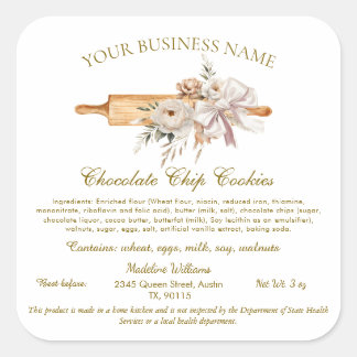 Hütte Law Label Zuhause Bakery Ingredients Aufkleb Quadratischer Aufkleber